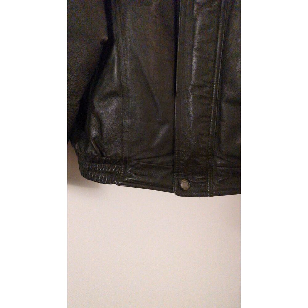 Vintage Mens Dark Brown Genuine Leather Bomber Jacket Members Only Large, Zip Up - Picture 3 of 10